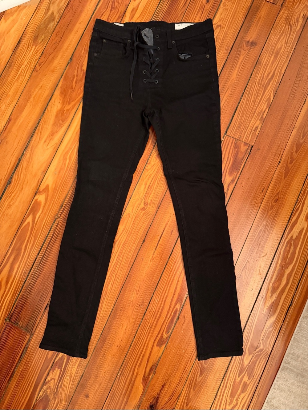 rag & bone Black Lace-Up Skinny Jeans